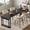 Black-112", variant on 17" to 112" Extendable Dining Table, Transformer Folding Console Table for 2 to 8 People, Space-Saving Wooden Kitchen and Dining Room Table with Faux Marble Top, Black