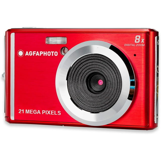 AGFA Photo Appareil Photo Numérique Compact avec Capteur CMOS de 21 Mégapixels, Zoom Numérique 8x et Écran LCD Rouge