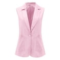 thumbnail image 4 of BiZtdJrK Camisas Para Hombres! Women's Elegant Slim Fit Sleeveless Suit Jackets Solid Color Notch Lapel Blazer Vest Linen Business Tops with Pockets Pink S, 4 of 8