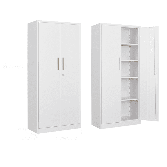ZOPan Long handle Metal Storage Cabinet ,71" Garage Storage Cabinet with Lock for Home