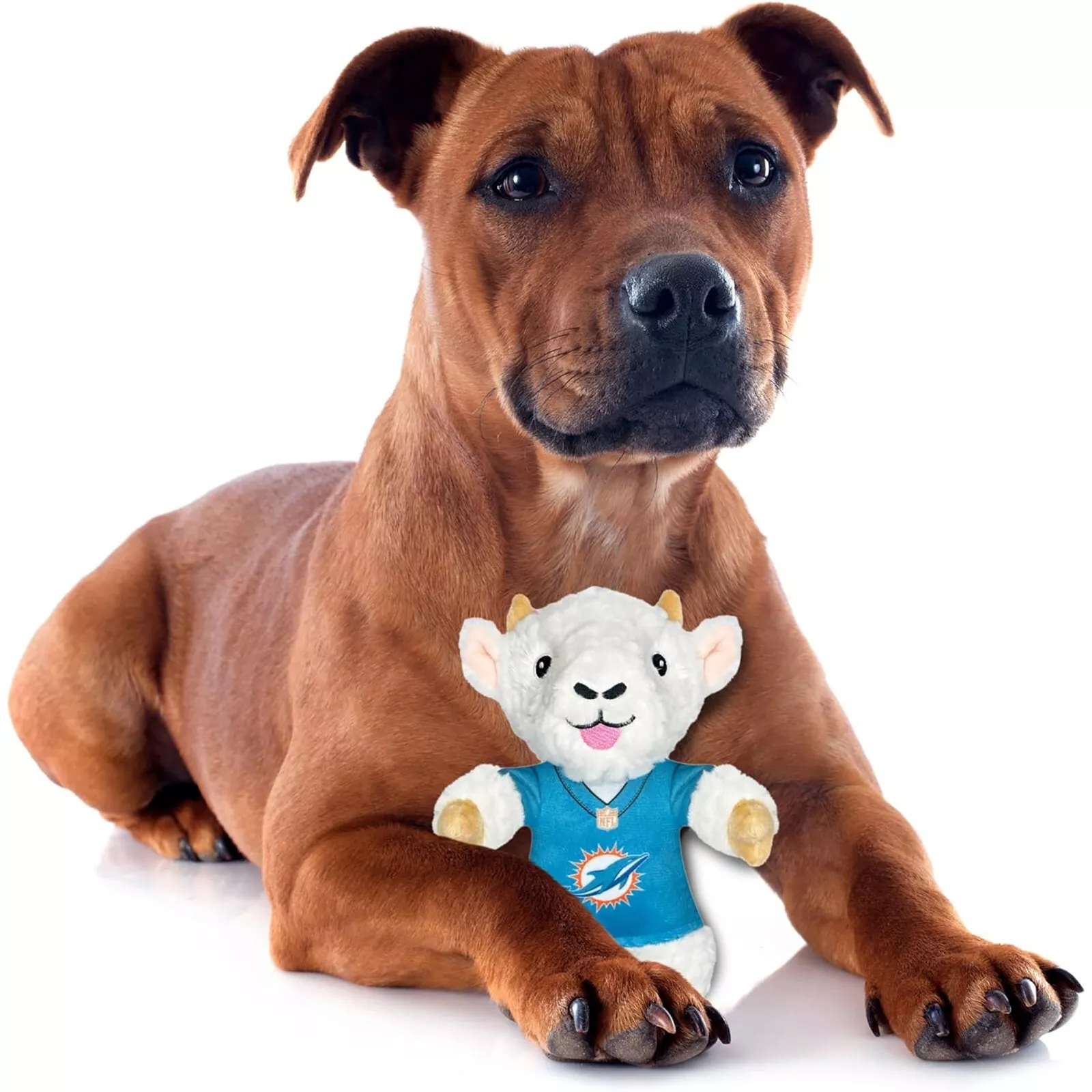 Pets First NFL Goat Plush Toys for Dogs & Cats Dog Chew Toys with Inner Squeaker