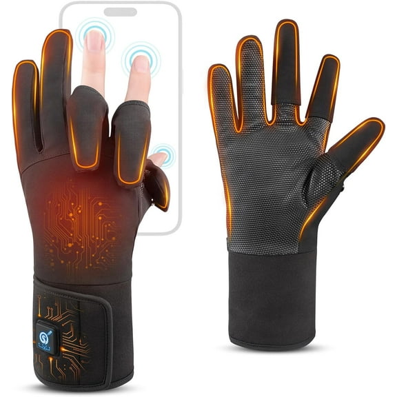 SNOW DEER Heated Fishing Gloves for Women Men Rechargeable Waterproof,Finger Dexterity Electric Heated Gloves for Cold Weather,Winter Hand Warmers Gloves for Hunting Photography Cycling Working