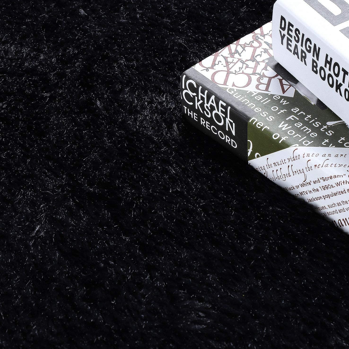 Lochas Soft Shag Carpet Fluffy Rug for Living Room Bedroom Big Area Rugs Floor Mat Home Decor,4'X6',Black