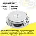 thumbnail image 2 of VARTA V80H 1.2V 80mAh Button Battery 55608101501 for GPS terminal, GPS-Tracker, 2 of 2