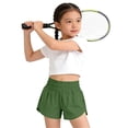 thumbnail image 7 of VBTAPA Girls Athletic Shorts, Lightweight Elastic Waist Running Dolphin Shorts, Kids Active Sports Volleyball Soccer Shorts Army Green 12-13 Years, 7 of 7