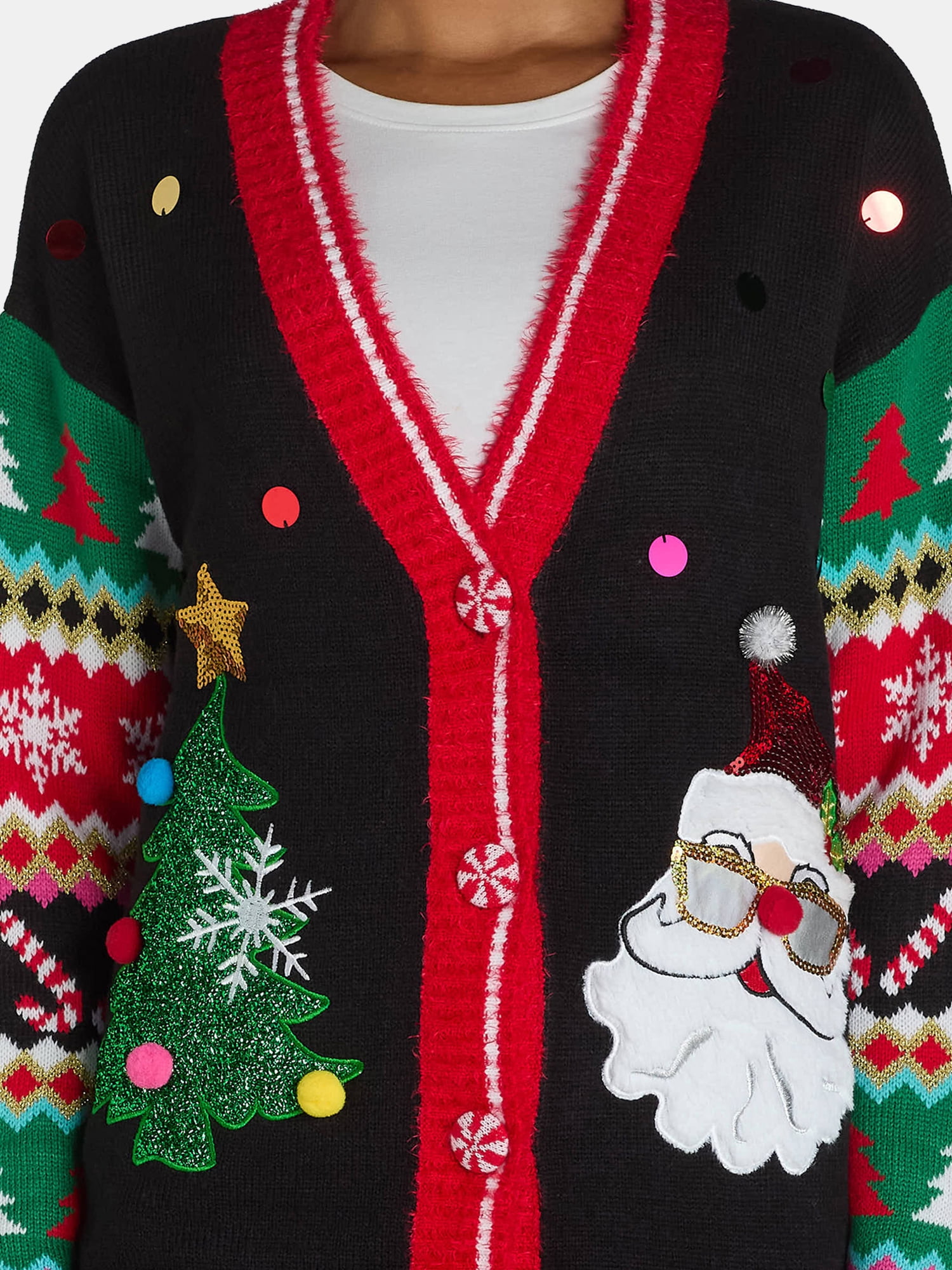 Holiday Time Embellished Cardigan Sweater, Women's, Sizes XS-XXXL