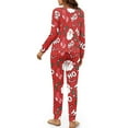 thumbnail image 3 of Yuyamidu 2 Pack HO-HO-HO Round Neck Pajamas Size S Santa Claus Long Sleeve Home Wear for Fall Winter Night Clothes Red Women Christmas Sleepwear Pants Set of 2, 3 of 7