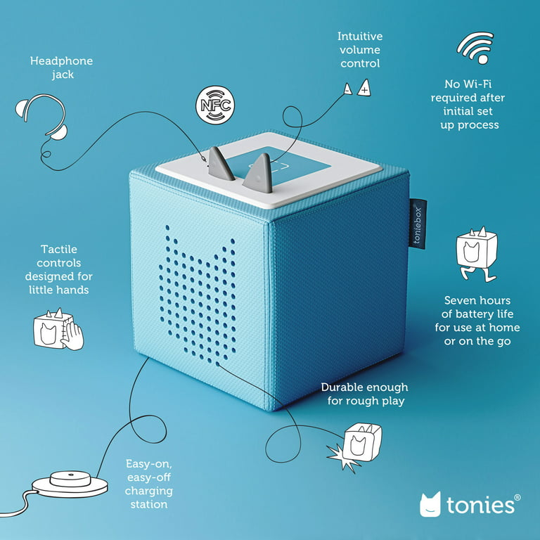 Toniebox Audio Player Bundle for Kids 3+ with Elsa, Ariel, Cinderella, & Belle from Disney - Light Blue