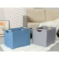 thumbnail image 6 of Unique Bargains Fabric Storage Bin with Wooden Handles Blue 15*12.8*12.8, 6 of 6
