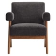 thumbnail image 6 of Armchair Accent Chair, Set of 2, Drak Gray Grey, Fabric, Wood, Living Kitchen Cafe Bistro Hospitality Restaurant, Modern Contemporary HB36213, 6 of 9