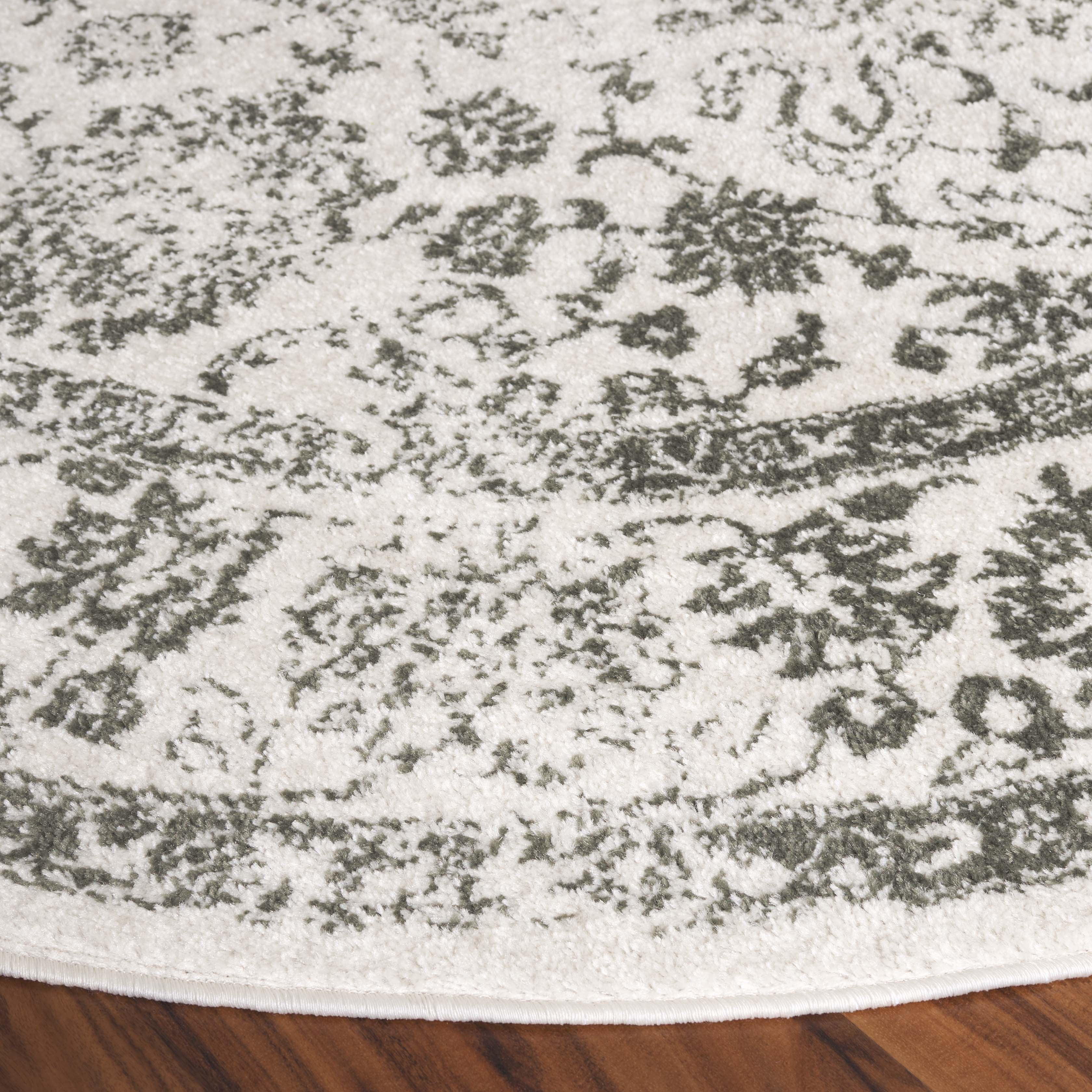 Safavieh Adirondack Wyatt Traditional Distressed Area Rug, Ivory/Dark Green, 4' x 4' Round