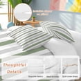 thumbnail image 2 of 3 Piece Sage Green Stripe Duvet Cover Set Queen Size,Microfiber Comforter/Quilt Cover with Corner Ties and 2 Pillowcases,Geometric Grey White Vertical Striped All Season Bedding with Zipper Closure, 2 of 8