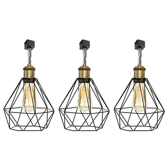 Kiven J-Type Track Light, 3-Light industrial Juno Track Pendant Lighting Fixtures E26 Socket