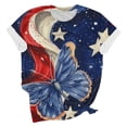 thumbnail image 1 of Chandail à Col Rond à Manches Courtes Imprimé pour la Fête de l'Indépendance pour Femmes, Tissu en Polyester Léger, Coupe Ample, Col Ras du Cou, Respirant pour le Port Quotidien, 1 of 6