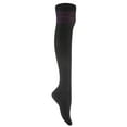 thumbnail image 2 of Lian LifeStyle Big Girl's Women's 4 Pairs Thigh High Cotton Socks In Vibrant Unique Colors RX Size 6-9 Red,Purple,Coffee,WhiteStrip, 2 of 4