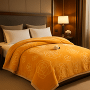 DBOZE King Size 2-Ply Faux Mink Fleece Blanket, Heavy Reversible Plush Raschel Bed Blanket, 85x95, Silky Soft, Gold
