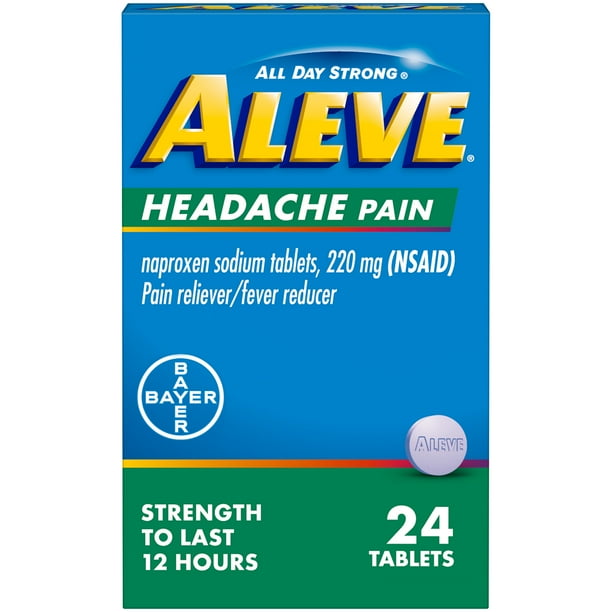 Aleve Headache Pain Naproxen Sodium Tablets 24 Count Walmart Com