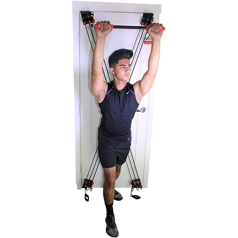 X Factor Door Gym Complete Home Gym Full Body Total Workout Exercise Fitness System Package Includes Straight Bar DVD Workout Chart