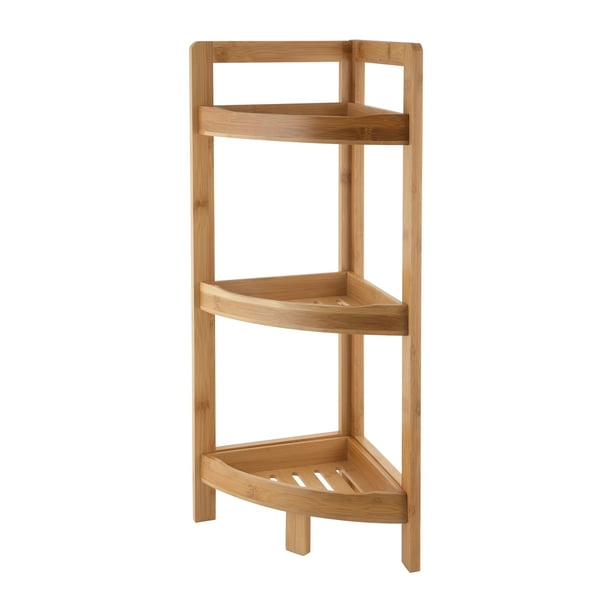 Organize It All 3 Tier Bamboo Bathroom Corner Storage Shelf