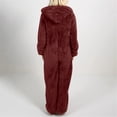 thumbnail image 5 of Tiqkatyck Animal Onesie, Women's Winter Fashion Casual Zipper Hooded Plush Jumpsuit Adult Onesie Christmas Onesies Adult Burgundy S, 5 of 7