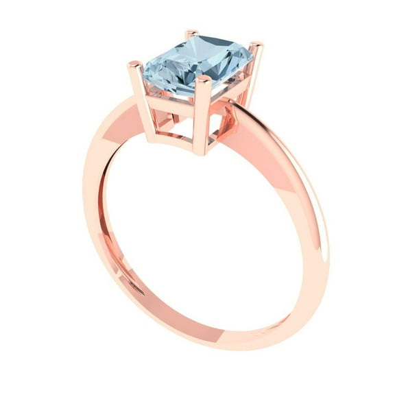 1 ct Radiant Cut Natural Sky Blue Topaz Solitaire Engagement Ring for Women in 18K Rose Gold