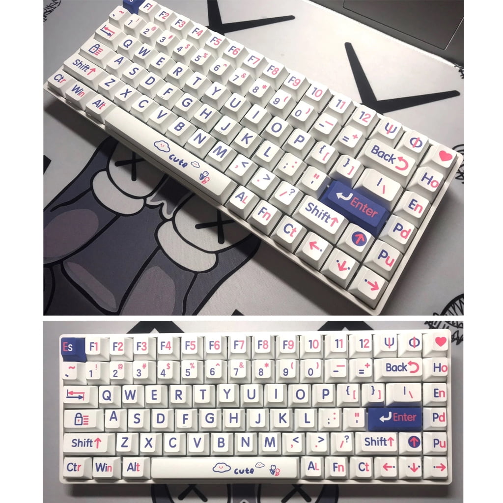 AOOOWER 125Keys Original Profile Kleins Blue Big Letter Keycap Dye Sublimations Keyboards