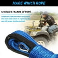 thumbnail image 3 of Synthetic Winch Rope Winch Line Cable Rope 1/4 Inch X 50 Feet UV for UTV ATV Winch Truck Supplies Blue, 3 of 7