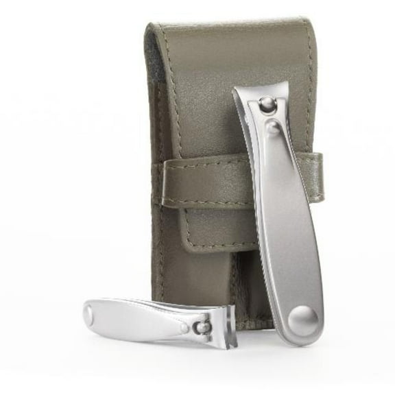 GERMANIKURE Nail Clippers Set in Green Leather Case – Ethically Made in Solingen Germany, FINOX Stainless Steel Tools – Professional Quality Manicure & Pedicure Kit