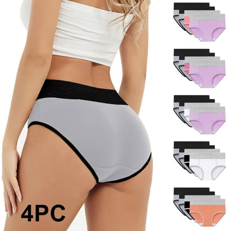ATOYSOY Women s Stretchy Solid Panty Classic Briefs Girls Comfy Multipack Clearance Underpants Plus Size Hip Lifting Cotton Panties  4 Pack Shapewear Control Briefs for Ladies Pink L