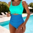 thumbnail image 6 of Ramiter One Piece Swimsuit Women Women's Swimwear Solid Underwire Bra Adjustable Halter Tie One Piece Swimsuit(Sky Blue,XL), 6 of 9