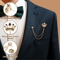 thumbnail image 3 of HUGFEGWE Crown Hanging Chain Brooch Pins, Rhinestone Suit Pins Fashion Crystal Lapel Pins UA824-3103, 3 of 7