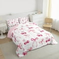 thumbnail image 3 of Manfei Girls Bowknot Bedding Comforter Set 2pcs, Cartoon Cherry Bow Twin Comforter Sets, Princess Style Bedding Set, White Pink Lightweight Room Decor, 3 of 8
