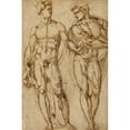 thumbnail image 2 of Baccio Bandinelli 13x18 Black Ornate Wood Framed Double Matted Museum Art Print Titled - Study of Two Men (1525), 2 of 5