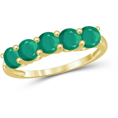 JewelersClub 1.40 Carat T.G.W. Emerald Gemstone Gold Over Silver Band Ring