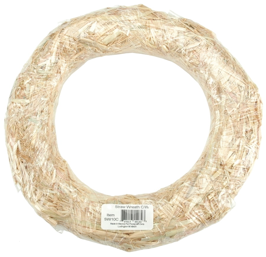FloraCraft Natural Straw Fiber Wreath, 12 Inch Diameter