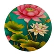 thumbnail image 4 of WERPE Round Tablecloth Lotus Water Lilies Print Pink Flowers Home Decor White, 4 of 7