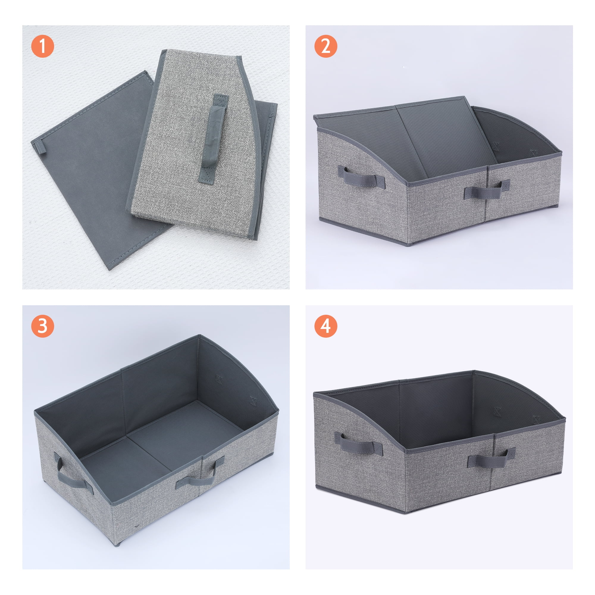 Unique Bargains Trapezoidal Storage Bin Cube with Handles Collapsible Storage Basket Grey