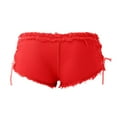 thumbnail image 3 of Aayomet Women's Low Waist Super Mini Shorts, Red, L, 3 of 5