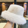 thumbnail image 3 of Eoperou Women Winter Bucket Hat Fuzzy - Plush Thickened Windproof Heat Retention Solid Color Dome Faux Fur Fisherman Hat Outdoor Cap, 3 of 8