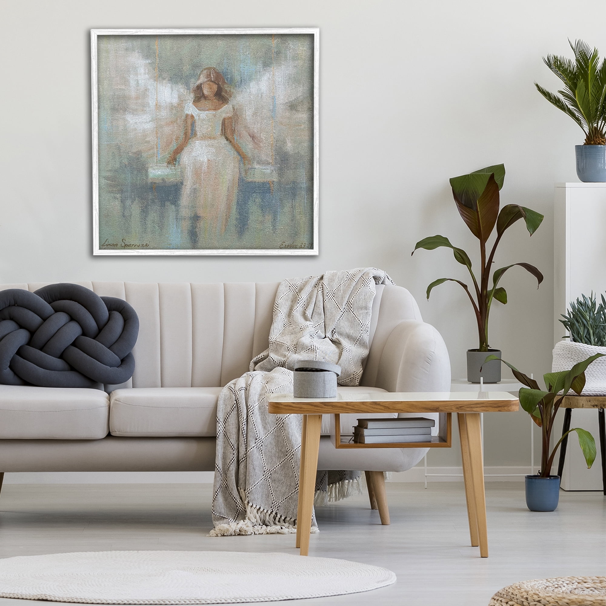 Stupell Industries Dreamlike Restful Angel White Framed Giclee Art, design by Linda Sperruzzi