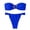 Blue, variant on Women's Two Piece Bandeau Bikini Set Solid Color Metal Ring Decoration Swimsuits Back Bow Tie Thong Bathing Suit Wine