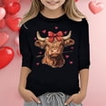 thumbnail image 2 of Byoo Girls' T Shirt Cow Printed Lightweight 3/4 Sleeved Valentine's Day T-Shirt Soft Daily Tee Sport Summer Top, 2 of 4