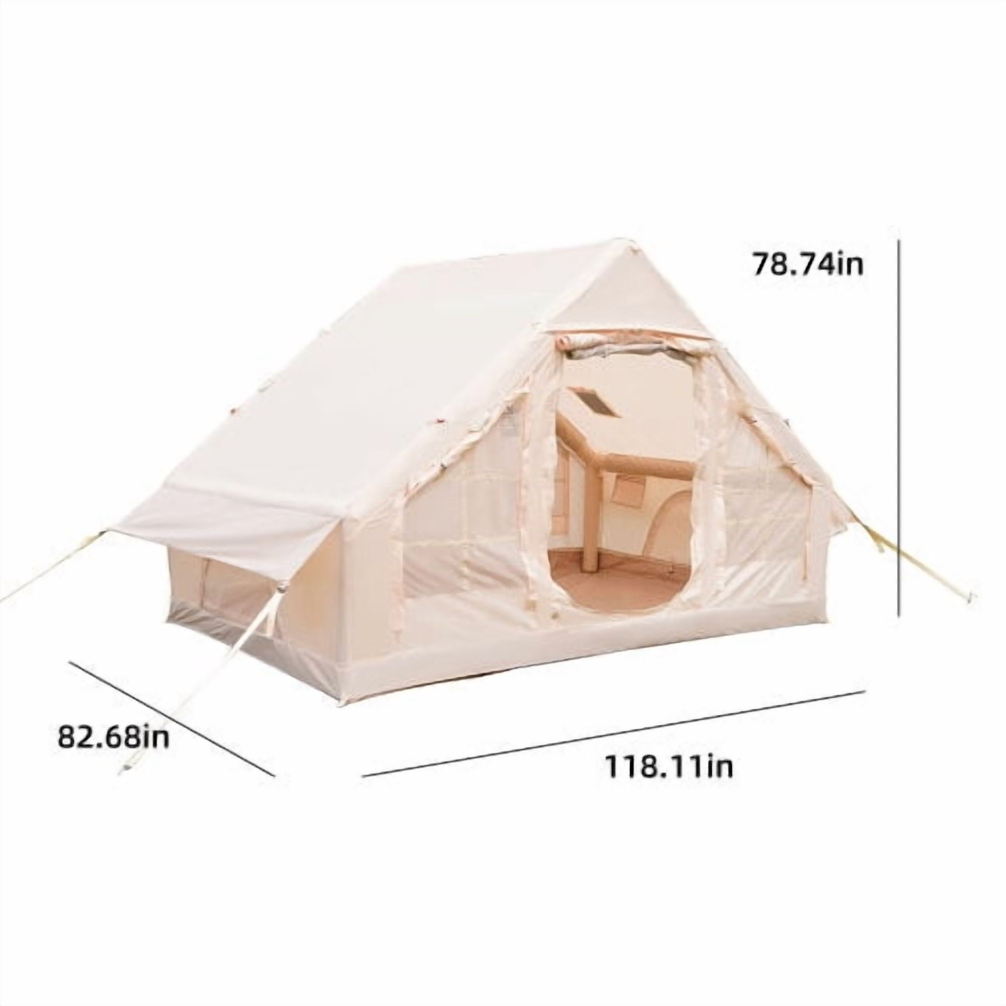 Esheno Inflatable Cabin Tent with Mesh Chimney Window 4-Season Waterproof Oxford Hand Pump 118.11x82.68x78.74"