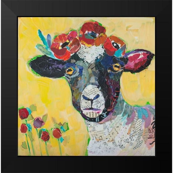 St Hilaire, Elizabeth 12x12 Black Modern Framed Museum Art Print Titled - Floral Sheep