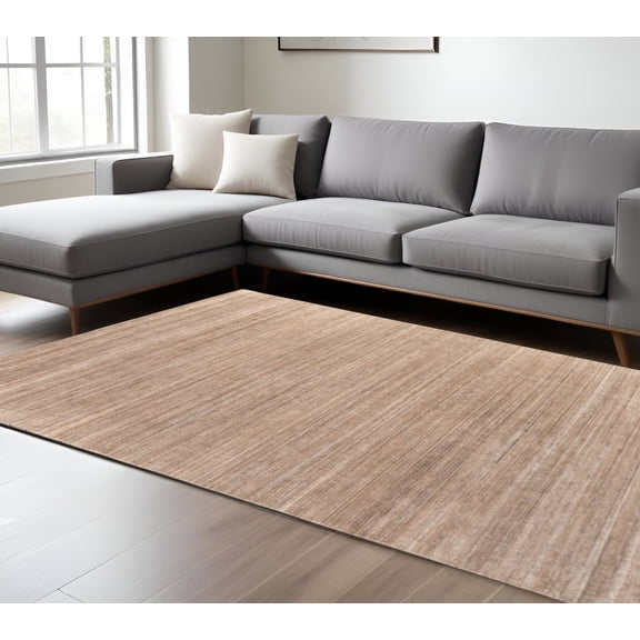 8' X 10' Tan Brown And Gray Hand Woven Distressed Area Rug