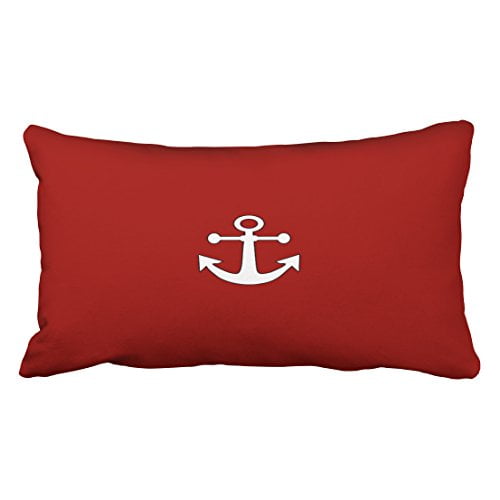 WinHome Decorative Home Red Navy Reversible Anchor Nautical Throw