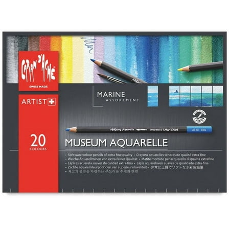 Caran D'Ache Museum Aquarelle Pencil Set - Marine, Set of 20