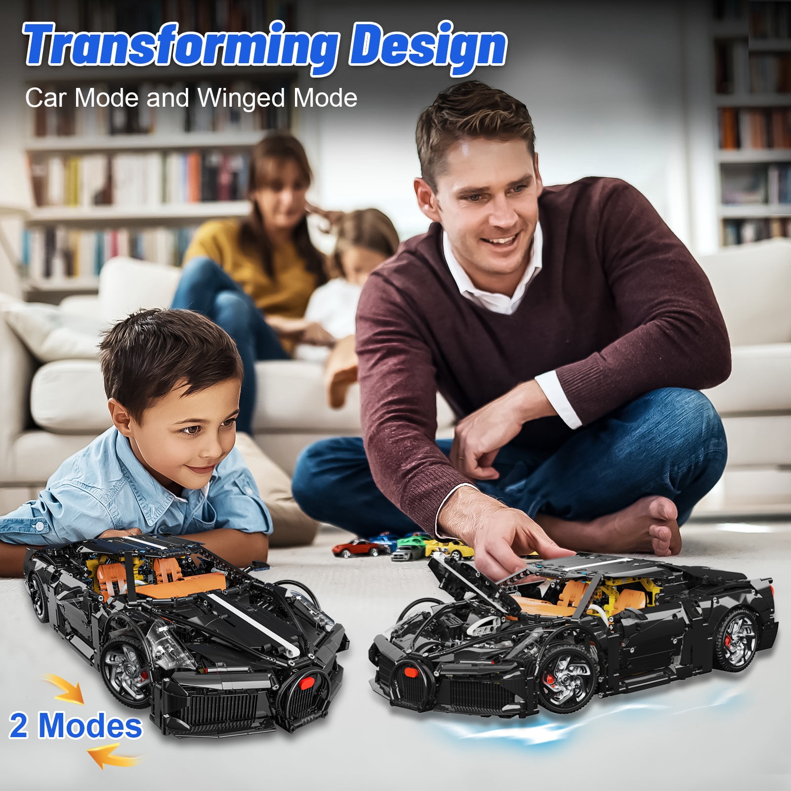 QOQ Super Car Building Toys 1:8 Model Car Building Blocks, Toy Car Gifts for Boys Teens Age 8+ Adults and Vehicle Enthusiasts