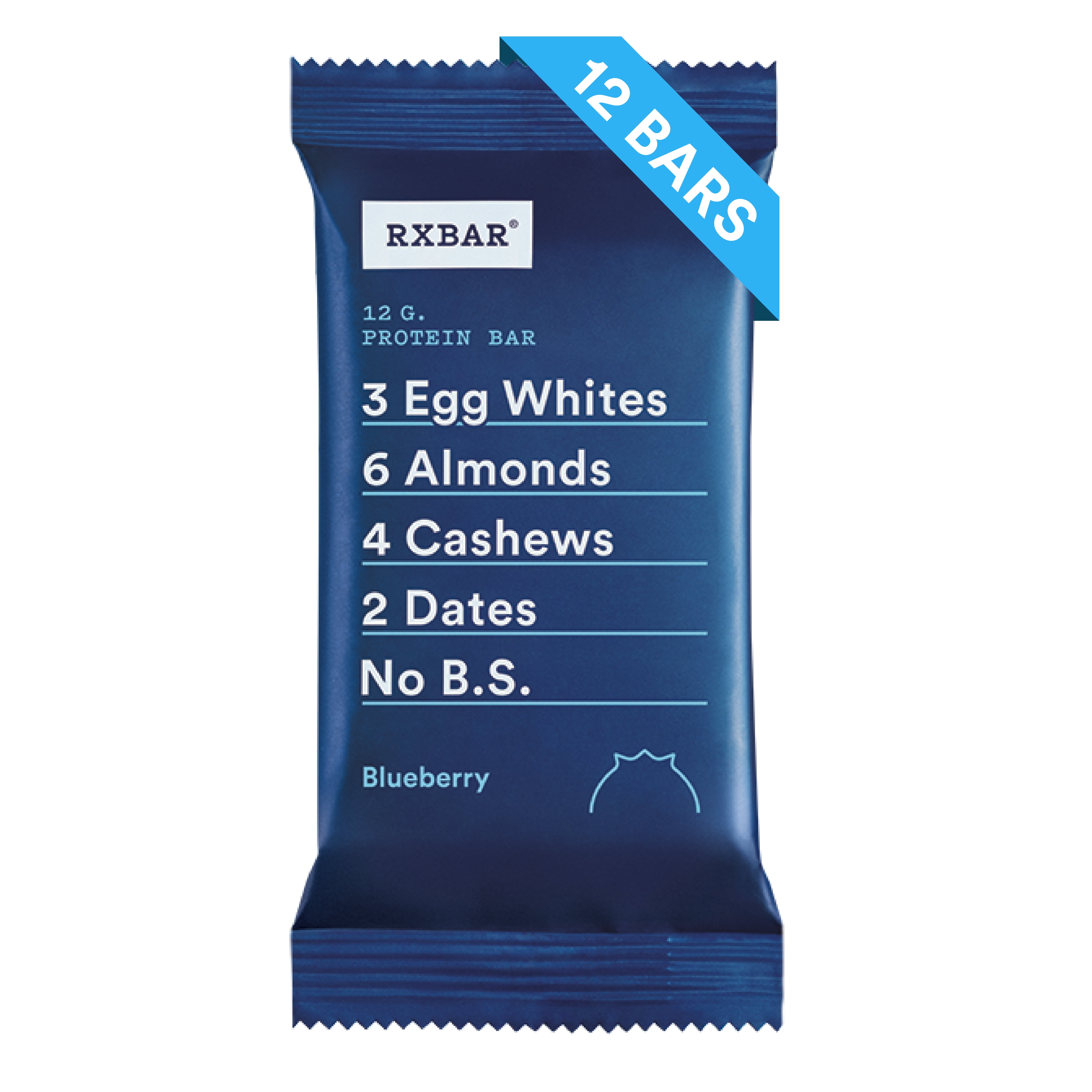 RXBAR Blueberry Whole Food Protein Bar, Gluten Free, 12 Ct