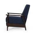 thumbnail image 5 of 24.75'' Mid Century Modern Accent Push-back Recliner Chair for Living Room, High Back PU Upholstered Armchair with Footrest, Solid Wood Frame Leisure Sofa Chair for Adults, Navy Blue, 5 of 7